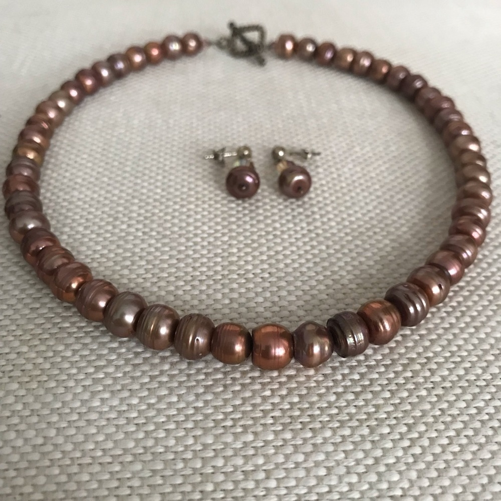 NWOT Pearl Necklace and Earring Set